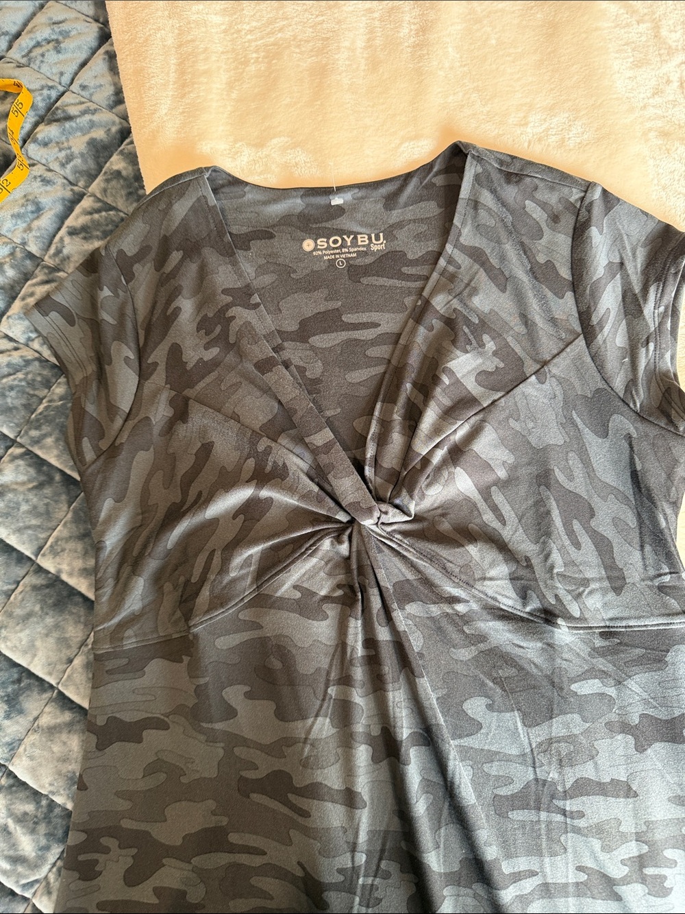 NWT Soybu Gray Camouflage Twist-Front Dress- L
